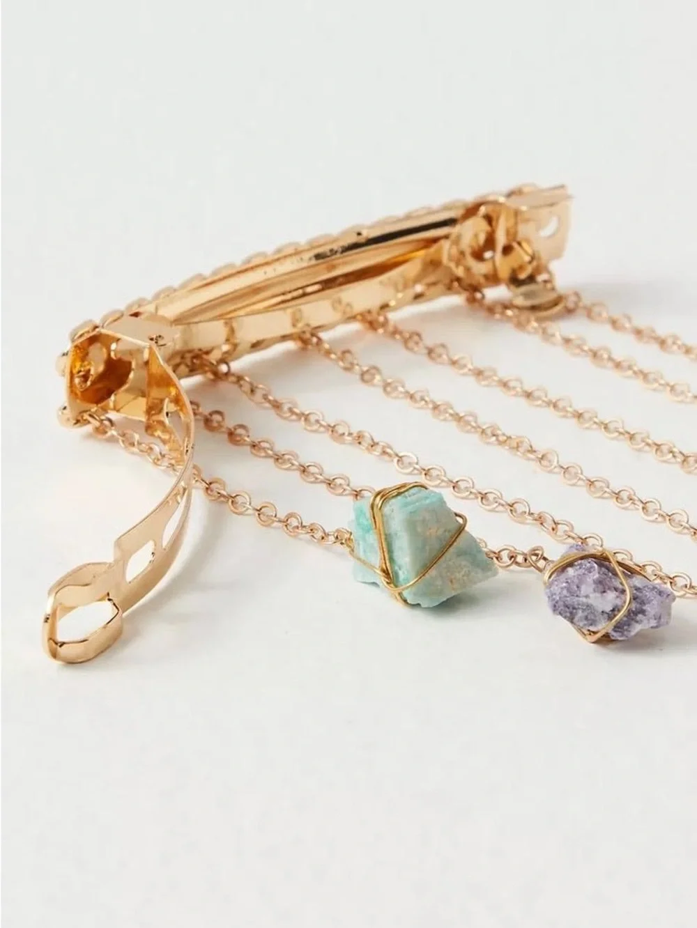 New🌟Free People-Dripping Stones Healing Crystal Hair Barrette